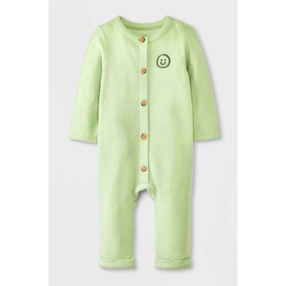 Baby Boys' Solid Romper Cat & Jack Green 3-6 Months NWT - Picture 1 of 2